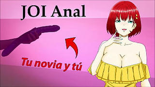 JOI Anal hentai: your girlfriend wants to try her double dildo.