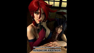 League of Legends Miss Fortune and Ahri cosplay | Uncensored Hentai AI generated